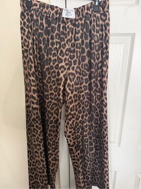 SHEIN Brown and Black Leopard Print Wide Leg Pants